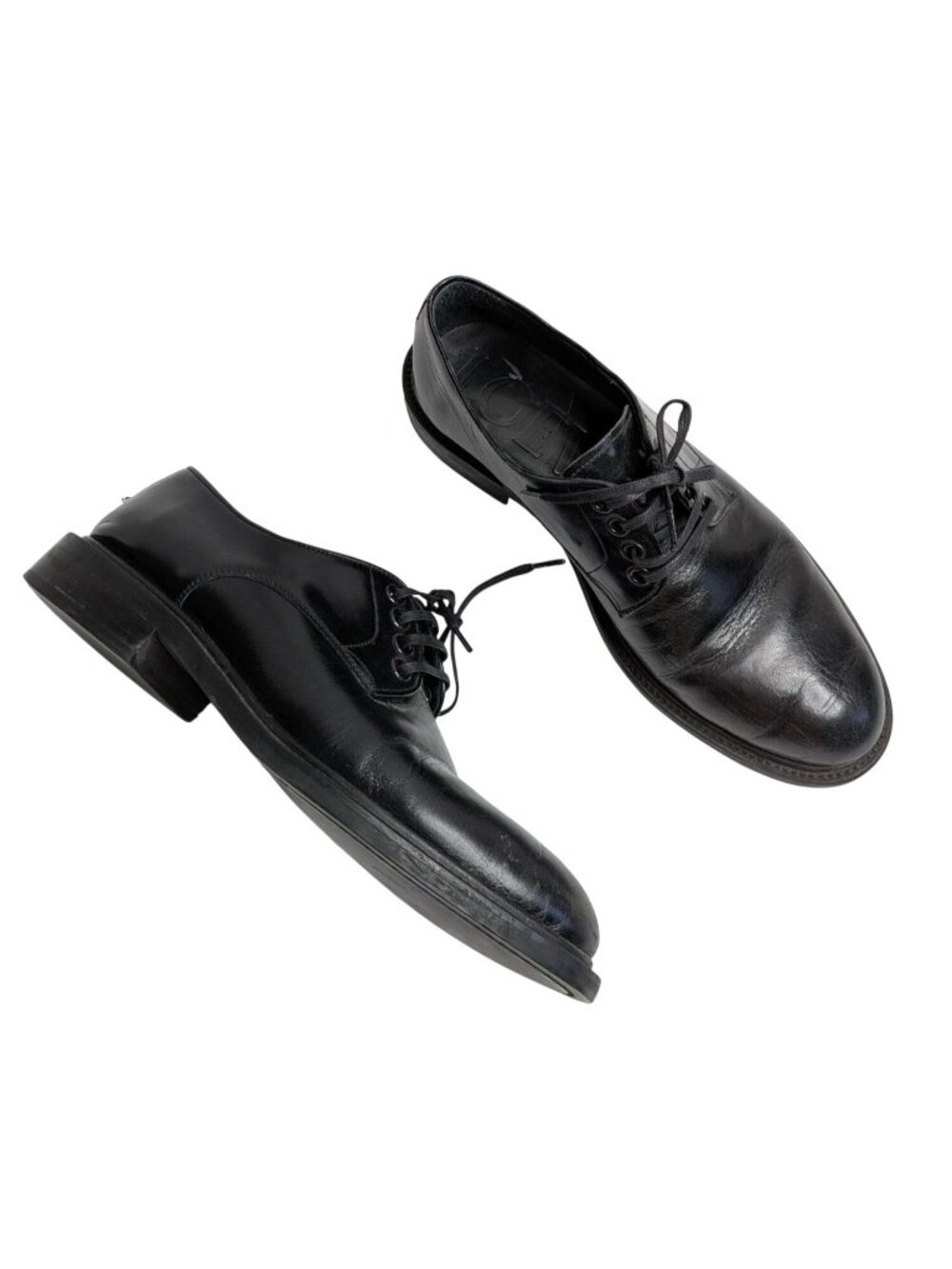 Loewe Mens Black Leather Lace-Up Derby Shoes Size 39